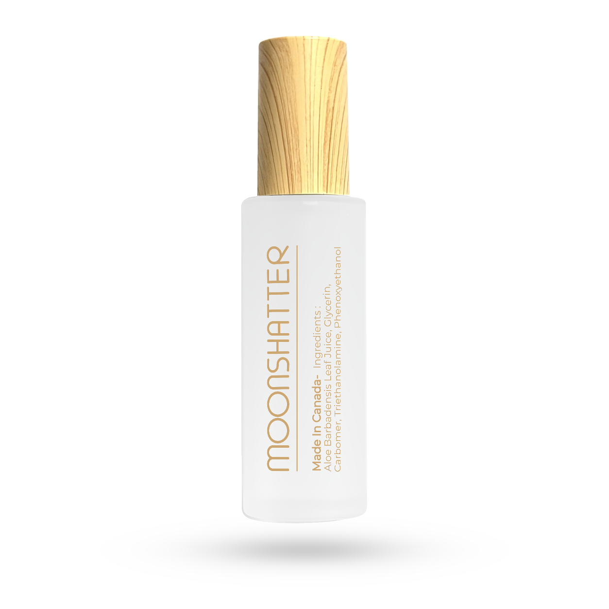 MoonShatter Aloe Gel Bonder 60 ml bottle back label with ingredients